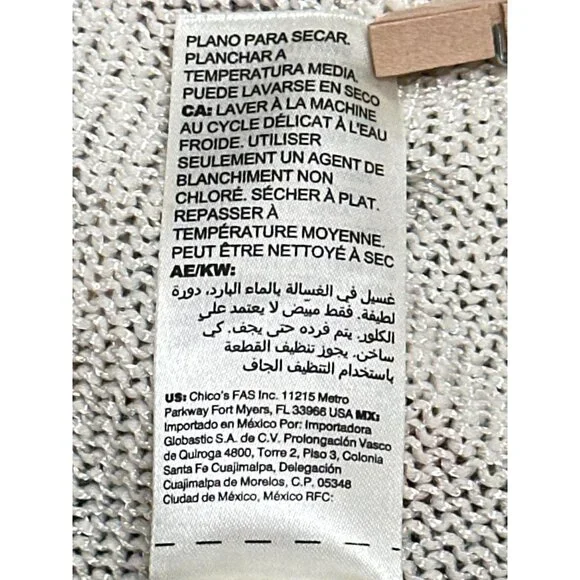 Chicos Size 2 Large Multicolor Tunic Paisley Knit Tunic Boho City Resort Style - Picture 9 of 13